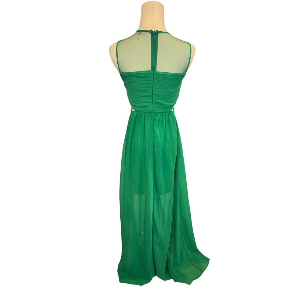 Soloiste "Jena" Illusion Yoke Sleeveless Maxi Dress Green XS - Picture 4 of 5